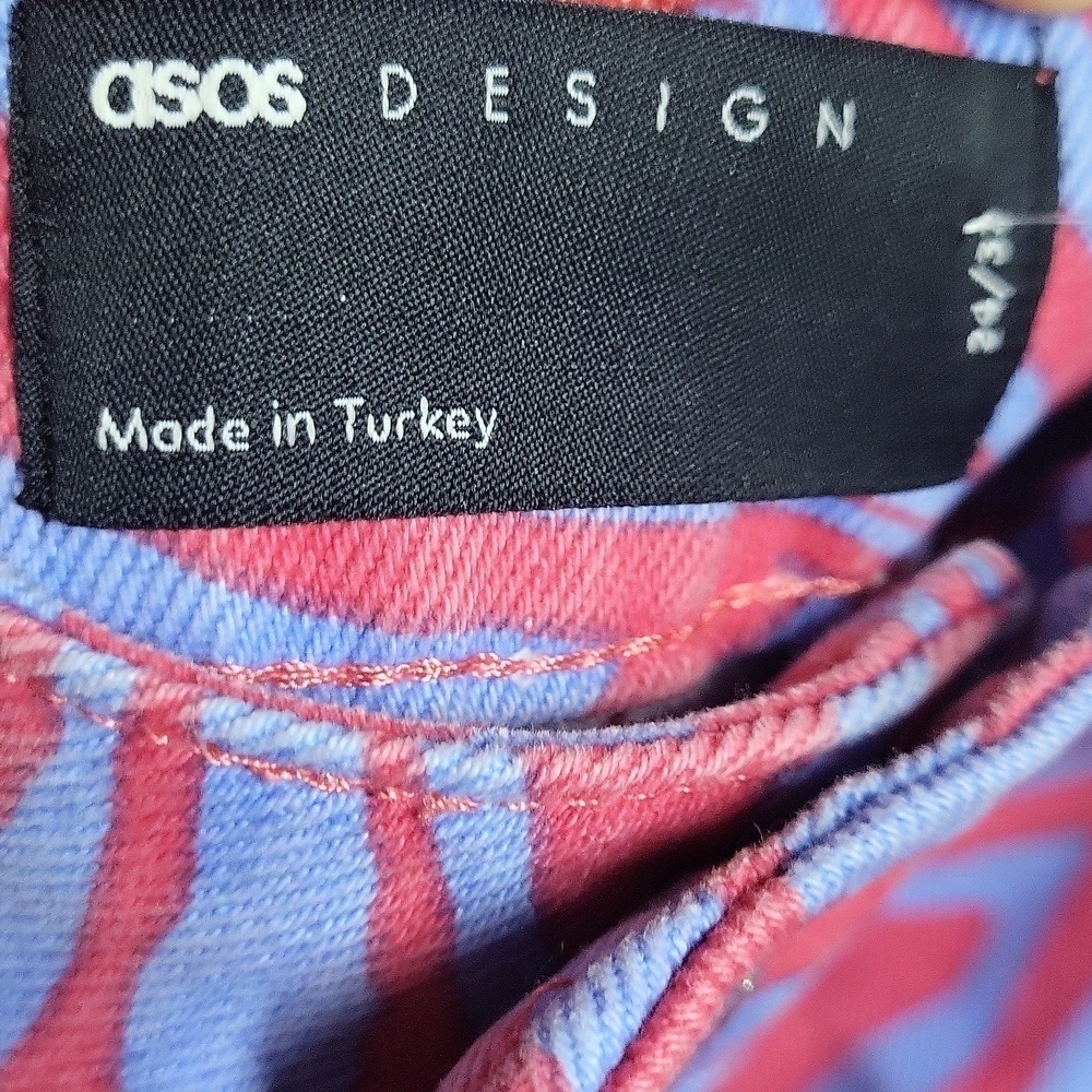 asos crazy jeans 24 NWT pink blue tiger print - Picture 2 of 5